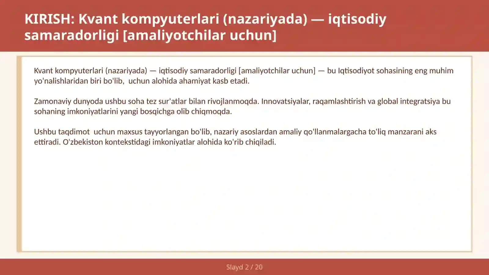 Kvant kompyuterlari (nazariyada) — iqtisodiy samaradorligi [amaliyotchilar uchun] 2