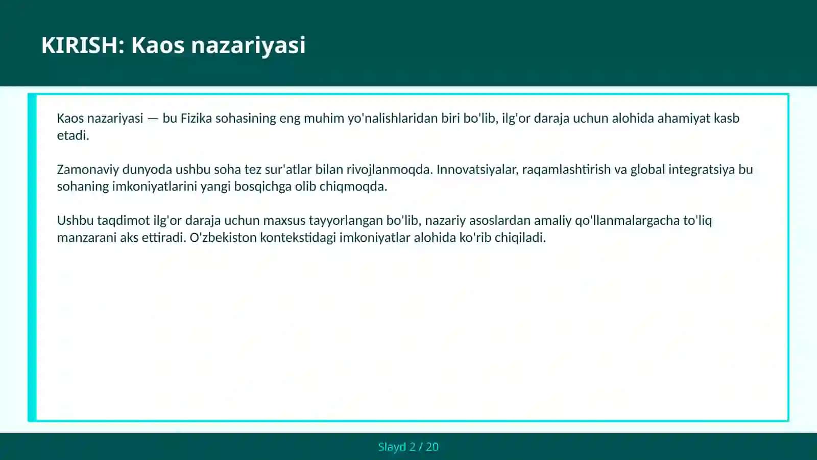 Kaos nazariyasi 2