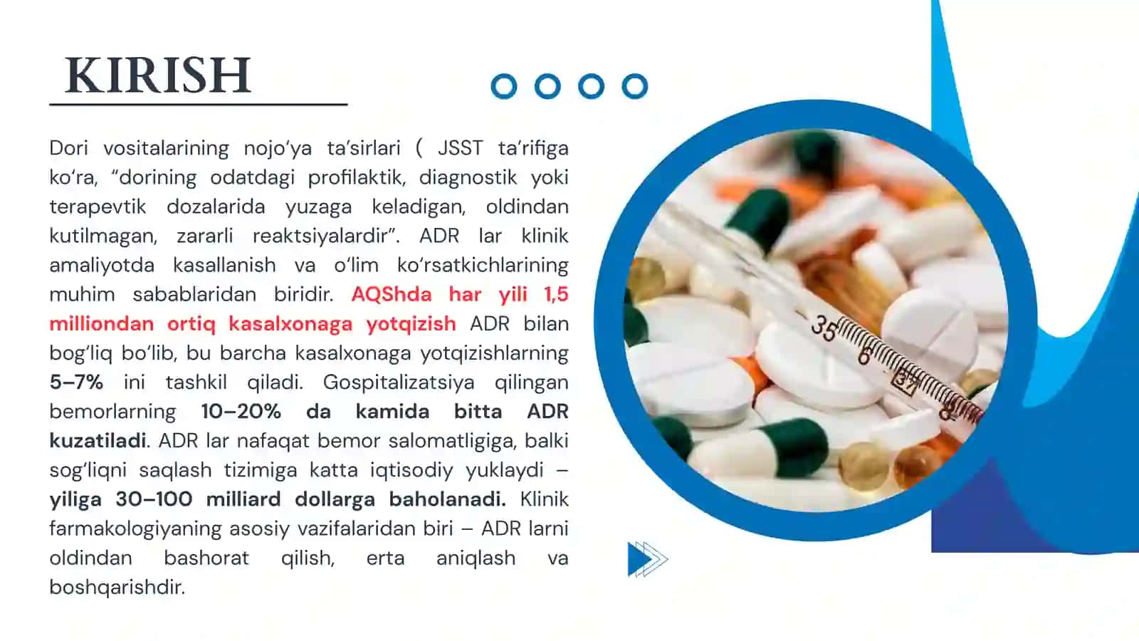 DORI VOSITALARINING NOJO'YA TA'SIRLARI. DORI VOSITALARINING SALBIY REAKTSIYALARINI KLINIK BAHOLASH 2