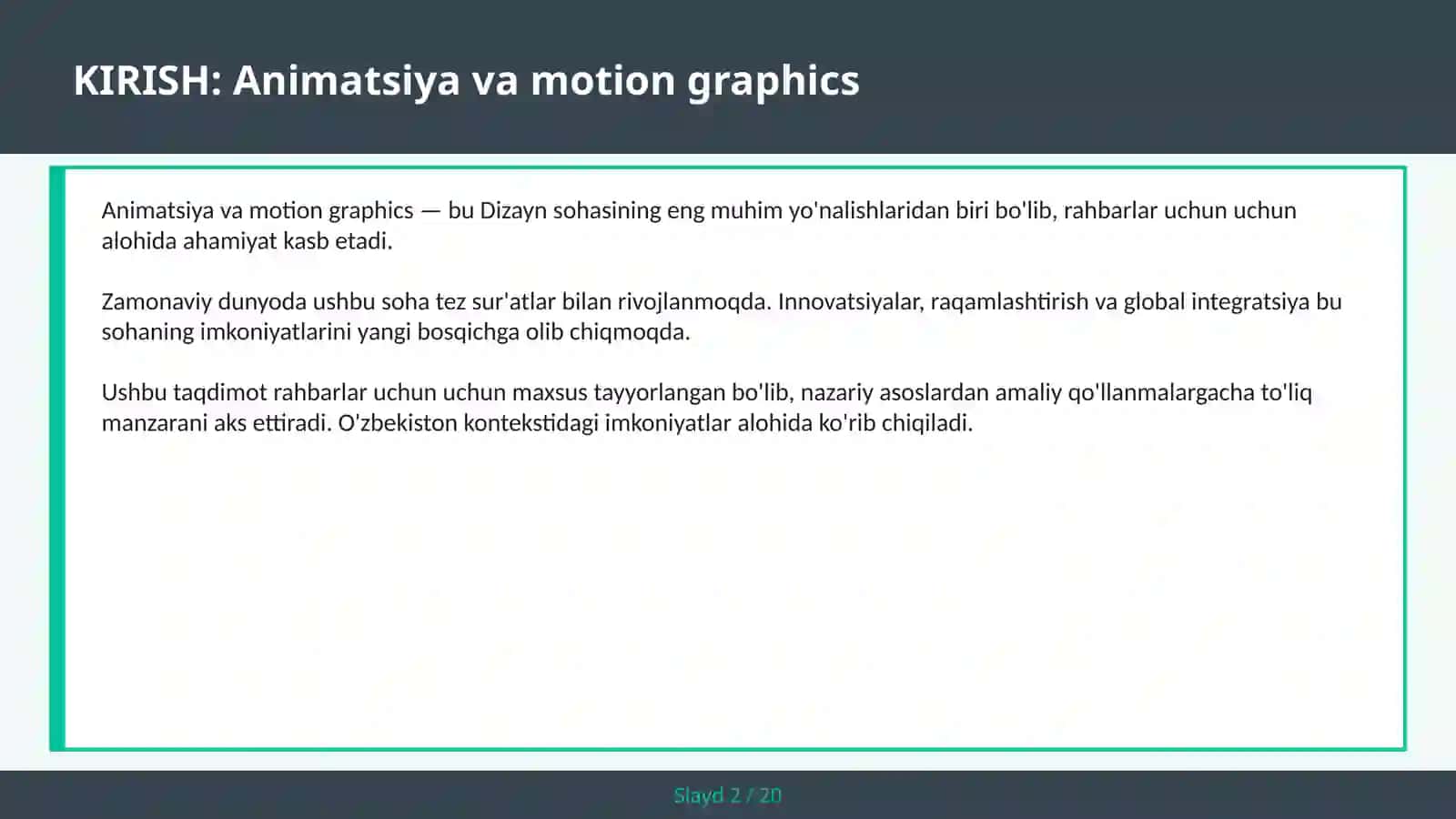 ANIMATSIYA VA MOTION GRAPHICS 2