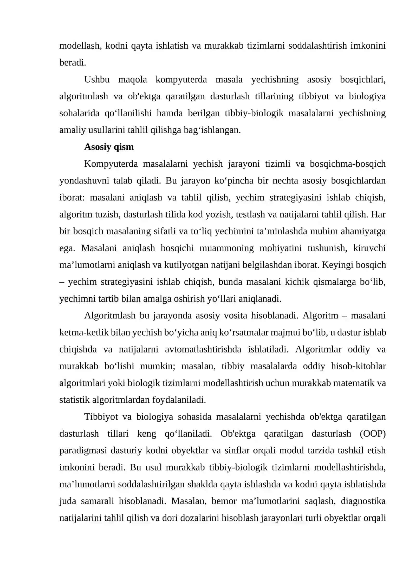 Kompyuterda masala yechishning asosiy bosqichlari 2