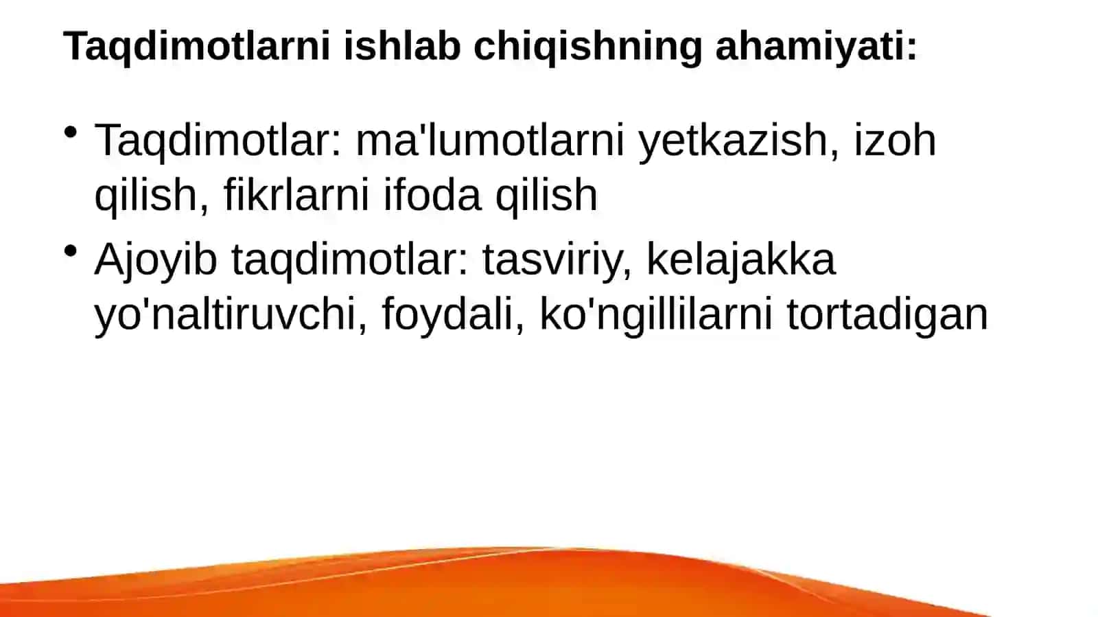 Taqdimotlarni ishlab chiqishning zamonaviy vositalari 2