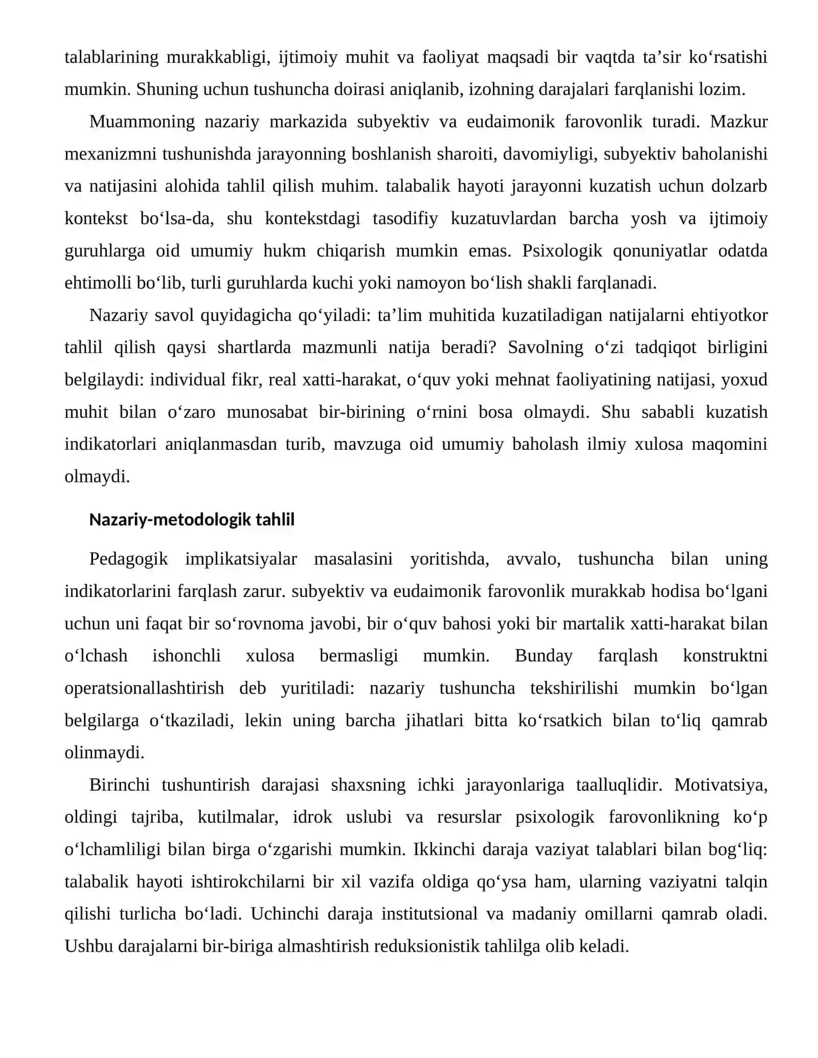 Psixologik farovonlikning ko‘p o‘lchamliligi — ta’lim jarayonidagi ko‘rinishlari 2