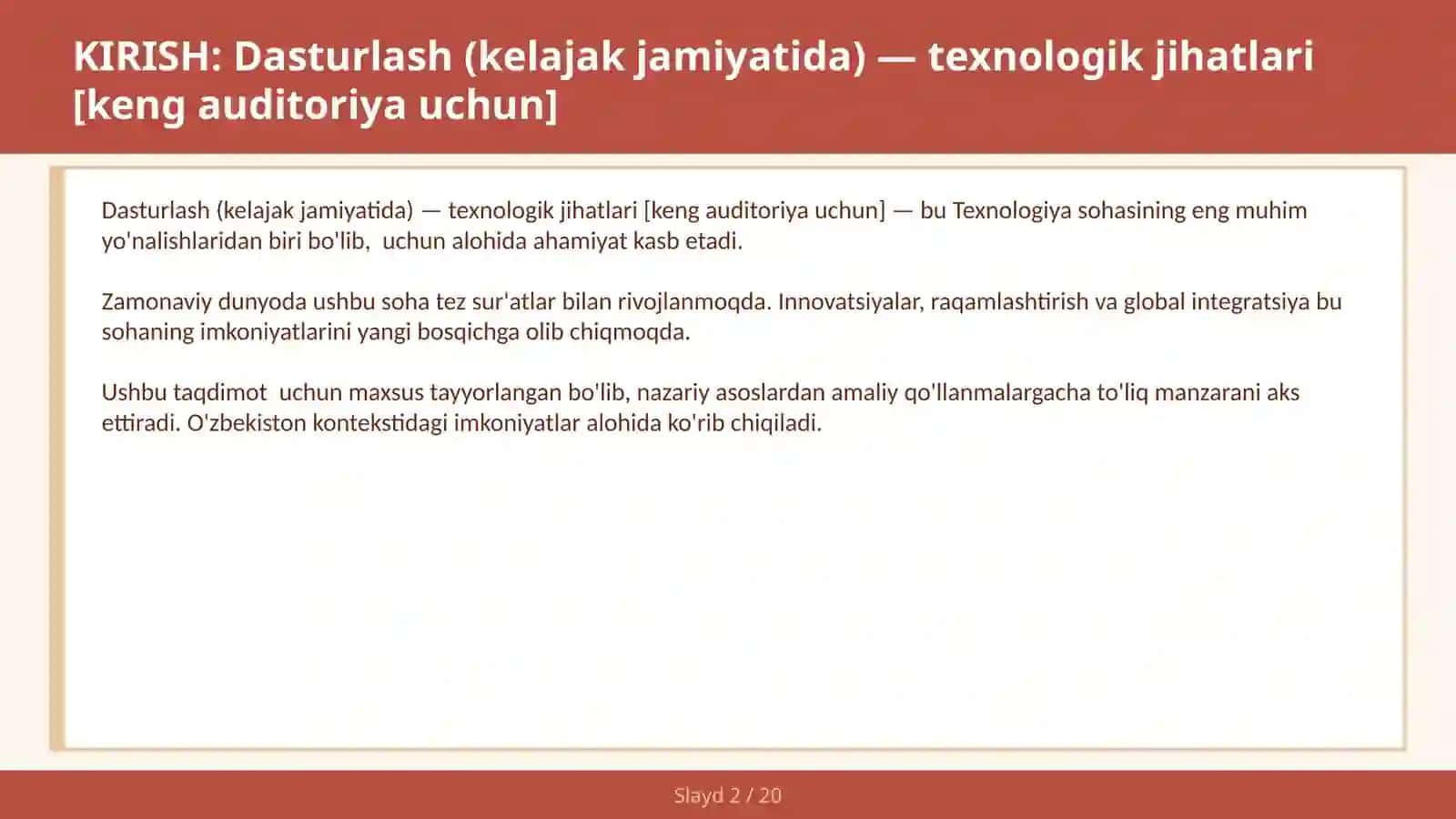Dasturlash (kelajak jamiyatida) — texnologik jihatlari [keng auditoriya uchun] 2
