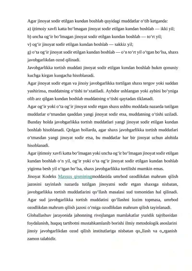 Javobgarlikka tortish muddati 2