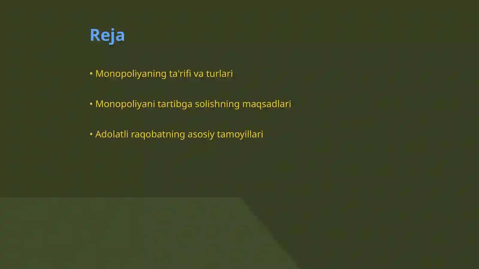 Monopoliyani tartibga solish va adolatli raqobatni taʼminlash siyosati 2