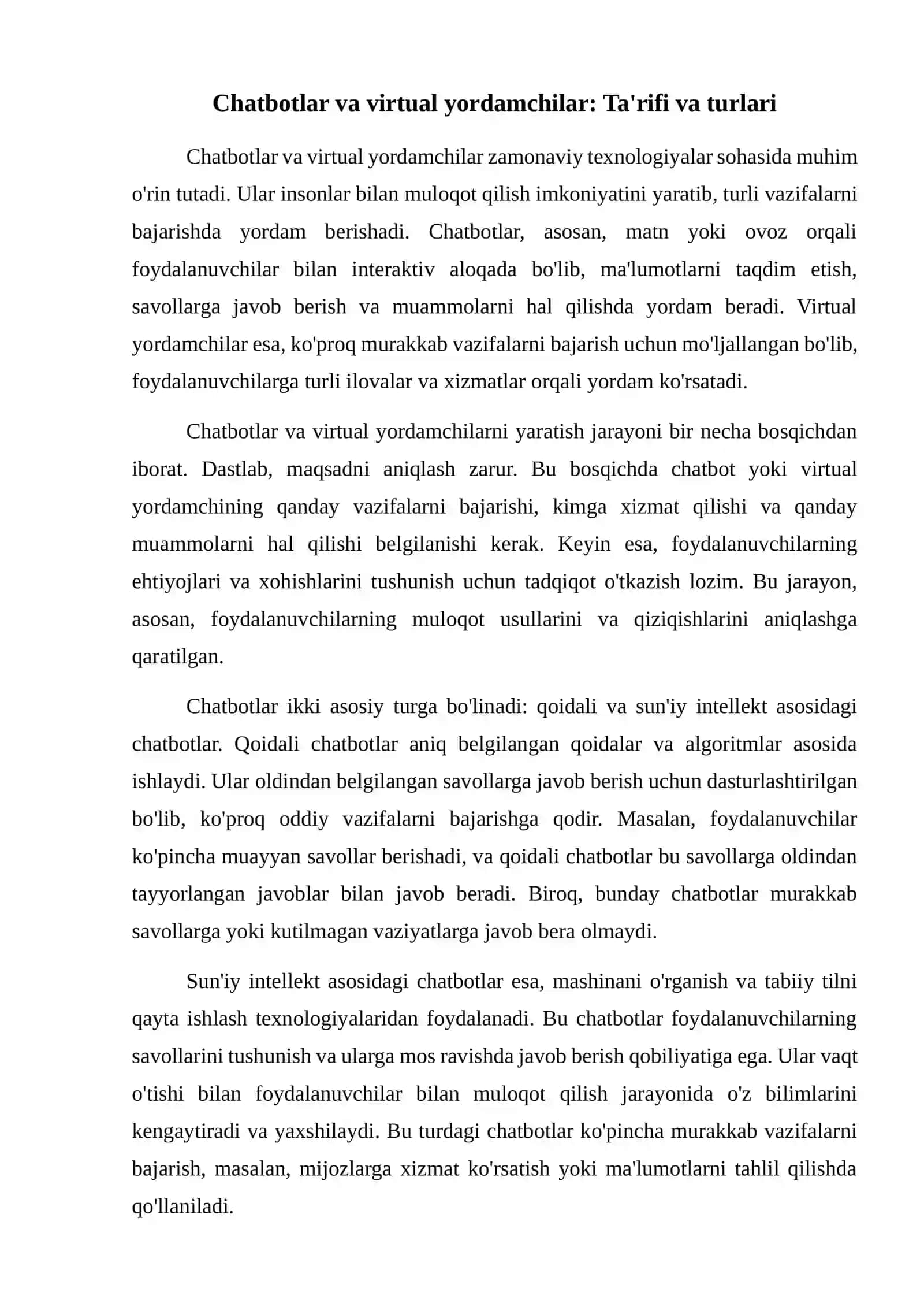 Chatbotlar va virtual yordamchilarni yaratish asoslari 2