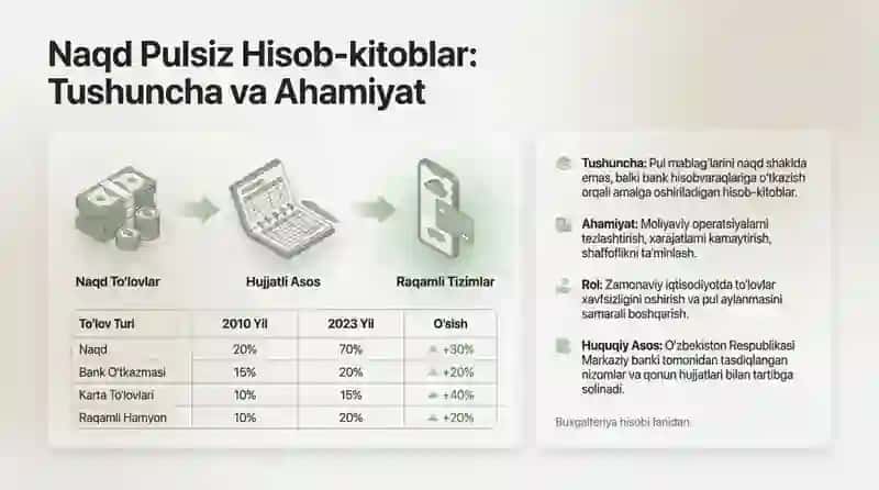 Naqd Pulsiz Hisob-kitob Turlari haqida 20 betlik taqdimot 2