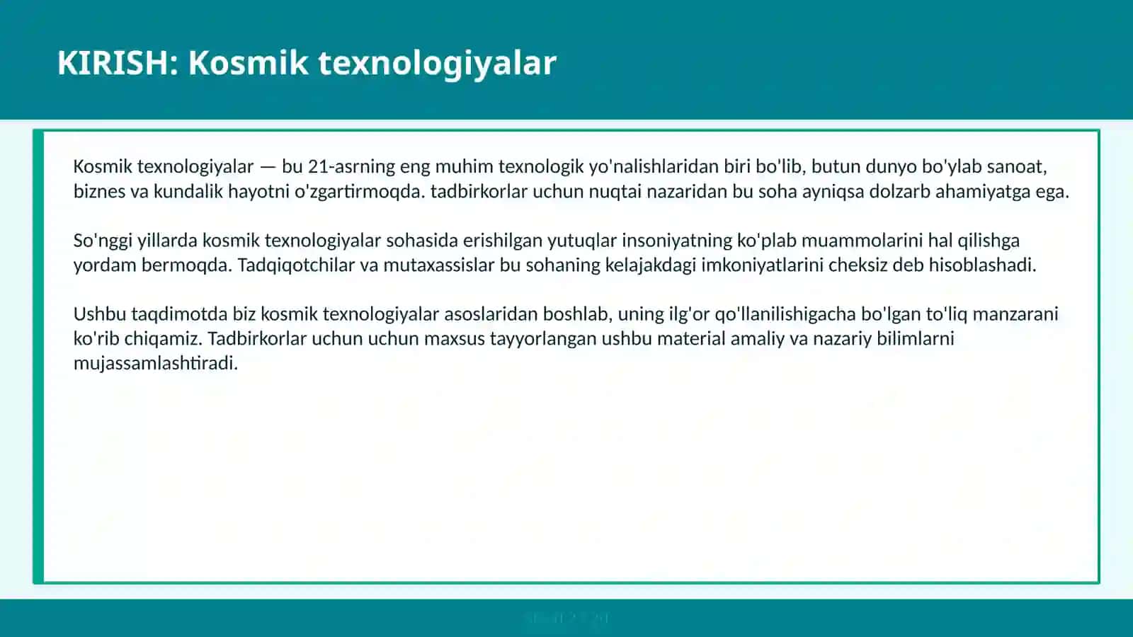 Kosmik texnologiyalar 2