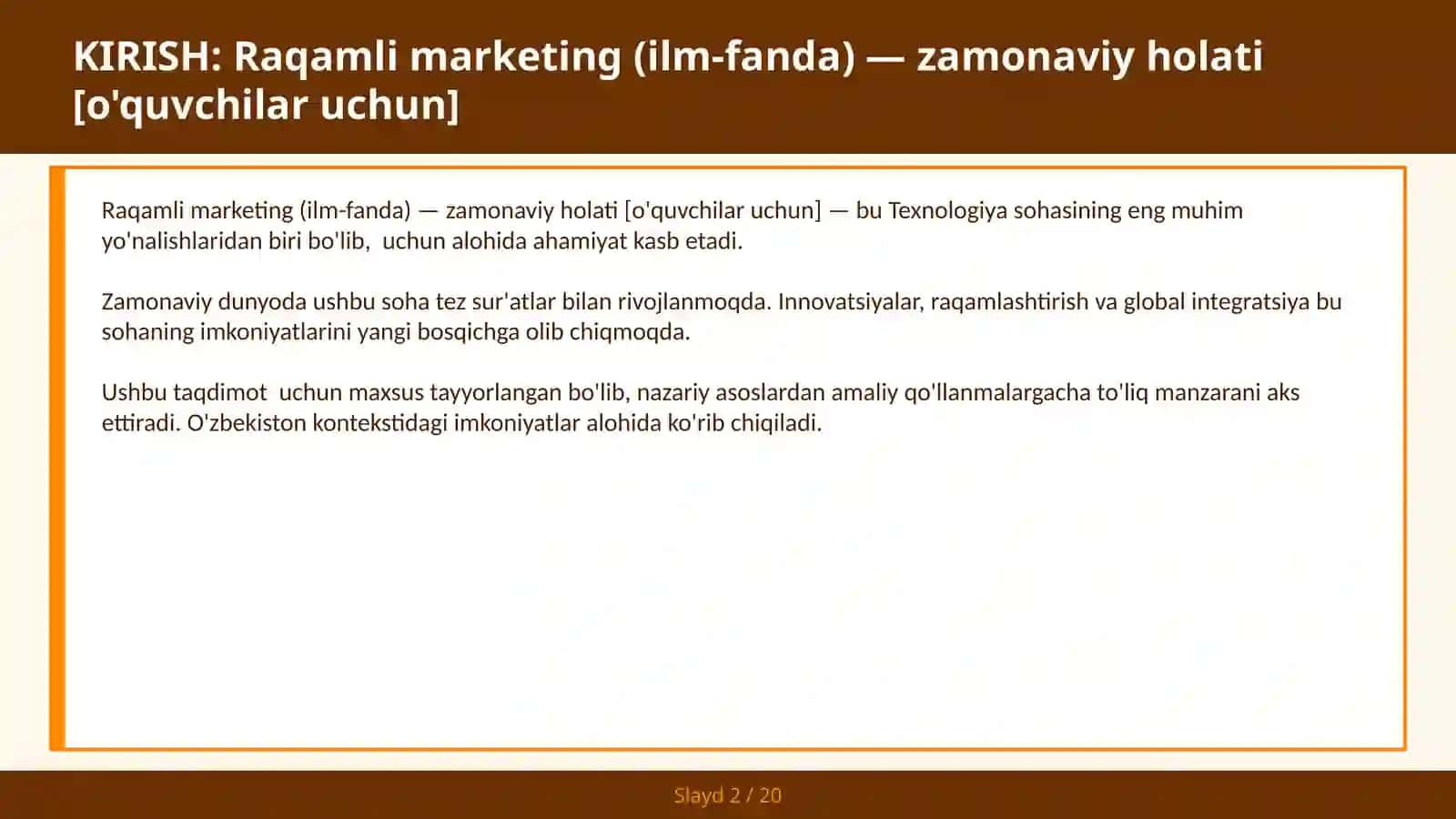 Raqamli marketing (ilm-fanda) — zamonaviy holati [o'quvchilar uchun] 2