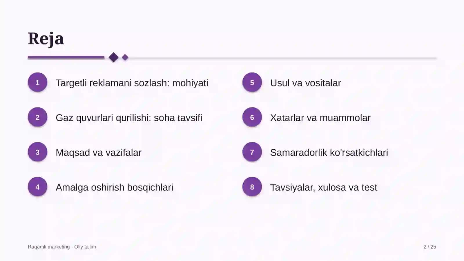 Gaz quvurlari qurilishida targetli reklamani sozlash 2