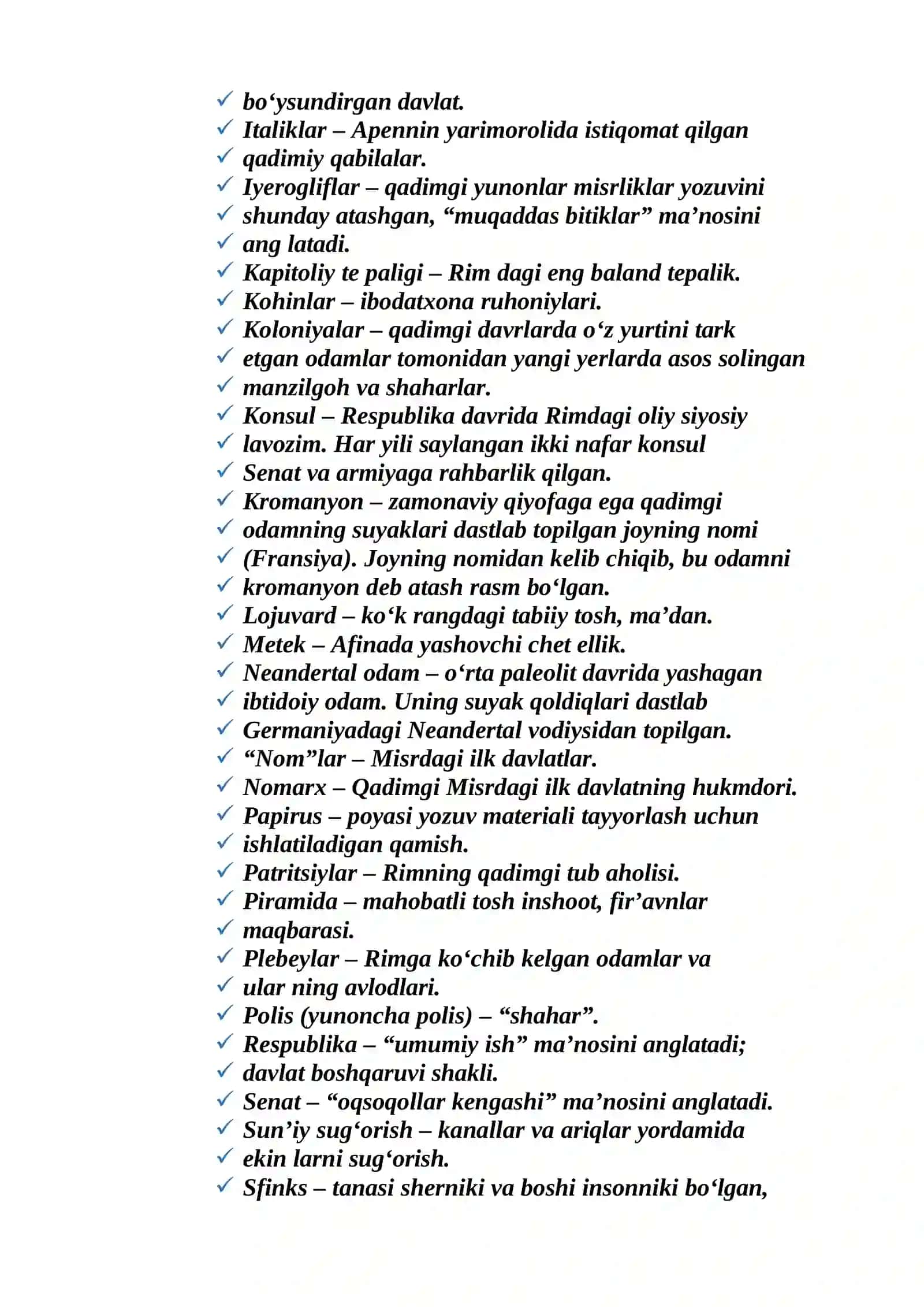 6-sinf Qadimgi tarix atamalar lug’ati 2