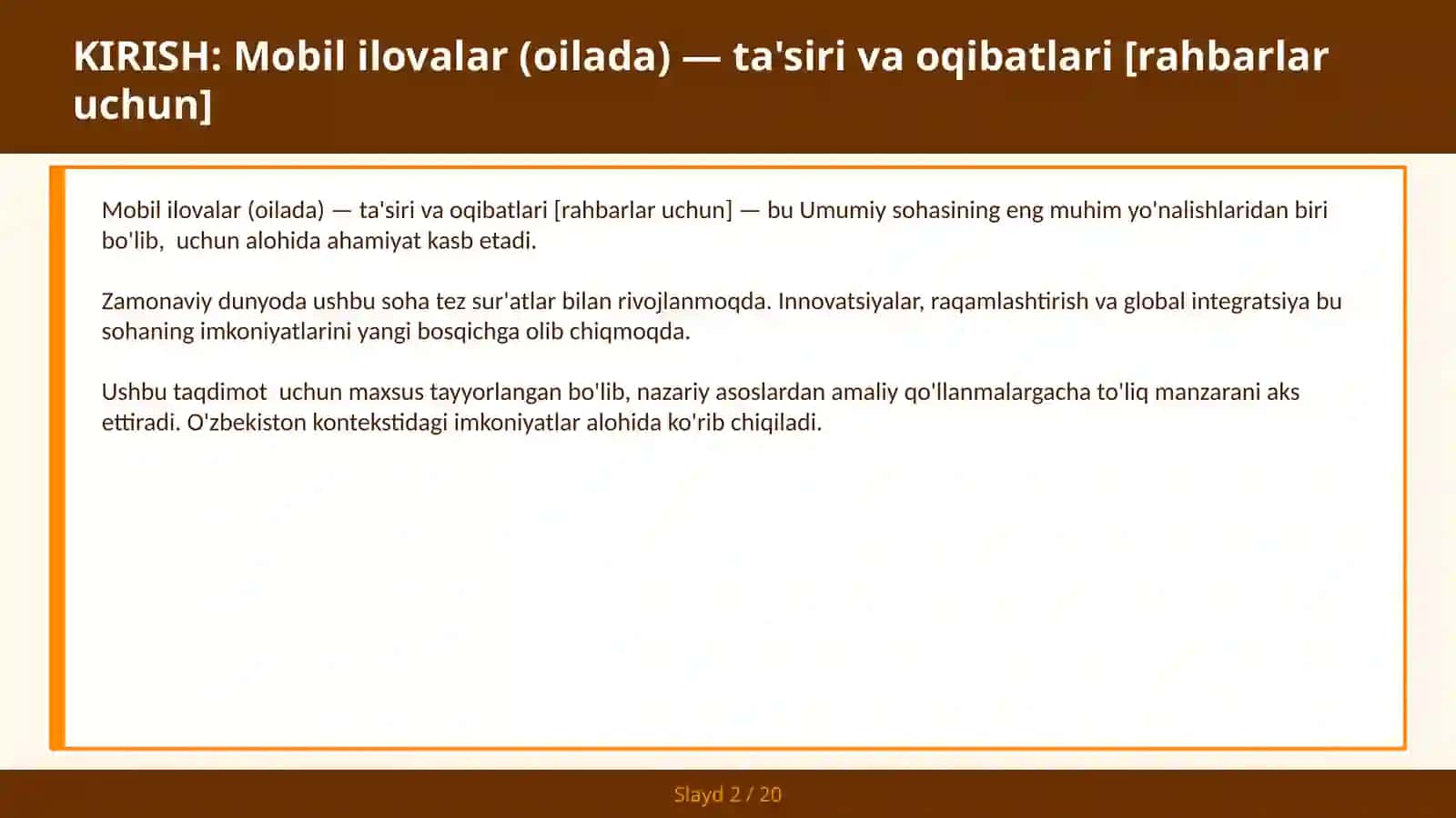 MOBIL ILOVALAR (OILADA) — TA'SIRI VA OQIBATLARI [RAHBARLAR UCHUN] 2