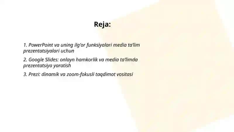 PowerPoint va uning ilgʻor funksiyalari media taʼlim prezentatsiyalari uchun 2