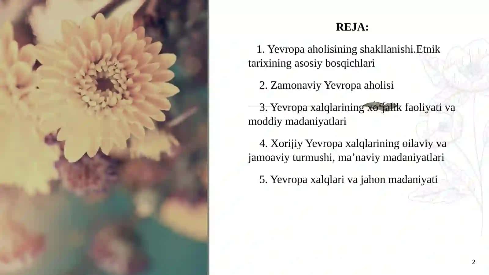 G‘ARBIY, SHIMOLIY, MARKAZIY VA JANUBIY YEVROPA XALQLARI 2