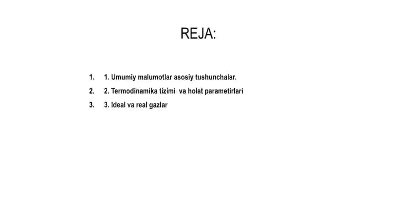 Issiqlik Texnologiyasi faniga kirish. Ideal va Real Gazlarning Asosiy Konunlari 2