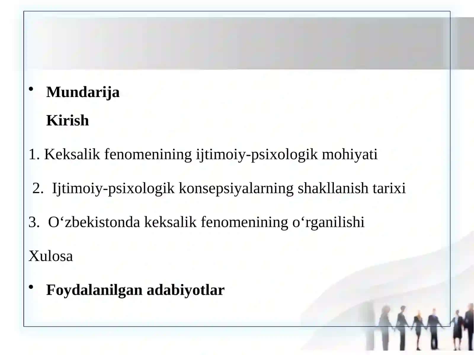 Keksalik fenomenini o’rganishdagi ijtimoiy-psixologik konsepsiyalarni yuzaga kelish tarixi 2