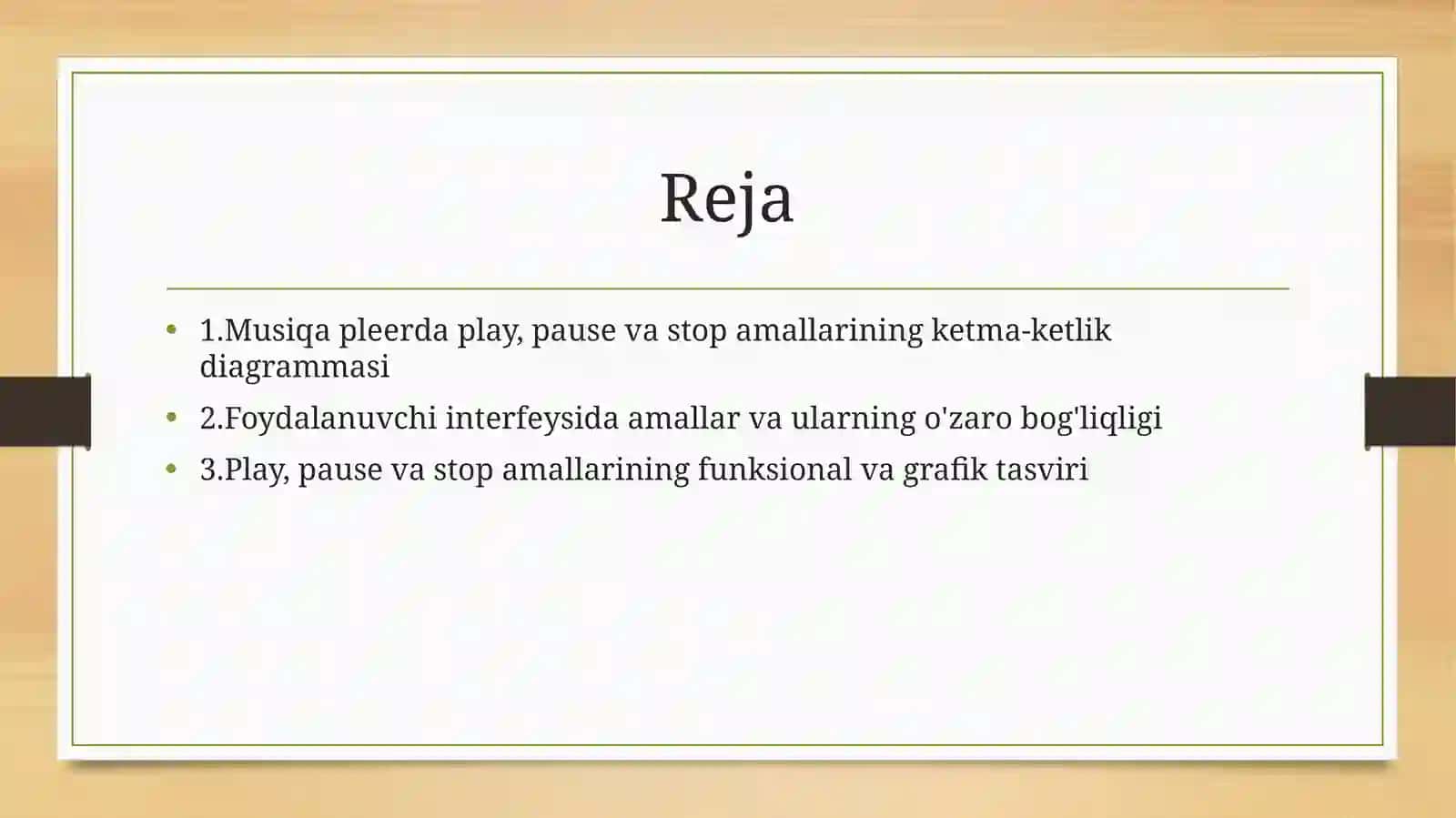 Musiqa pleerda play → pause → stop amallarining ketma-ketlik diagrammasi 2
