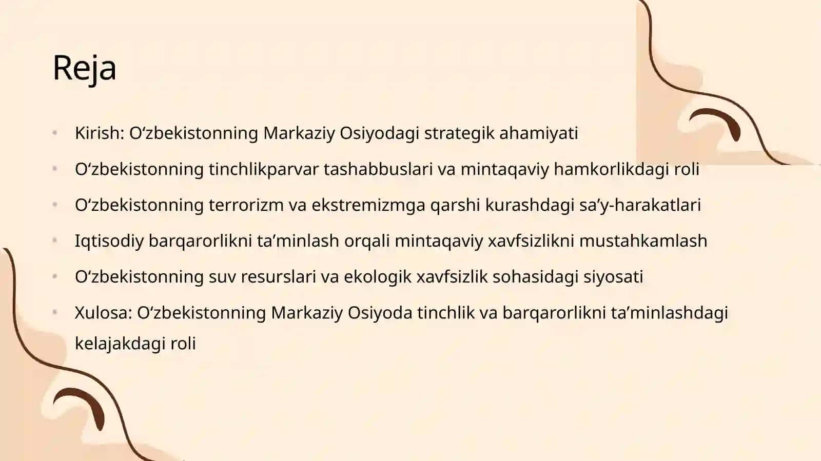 Oʻzbekistonning Markaziy Osiyoda Tinchlik va barqarorlikni taʼminlashdagi oʻrni 2