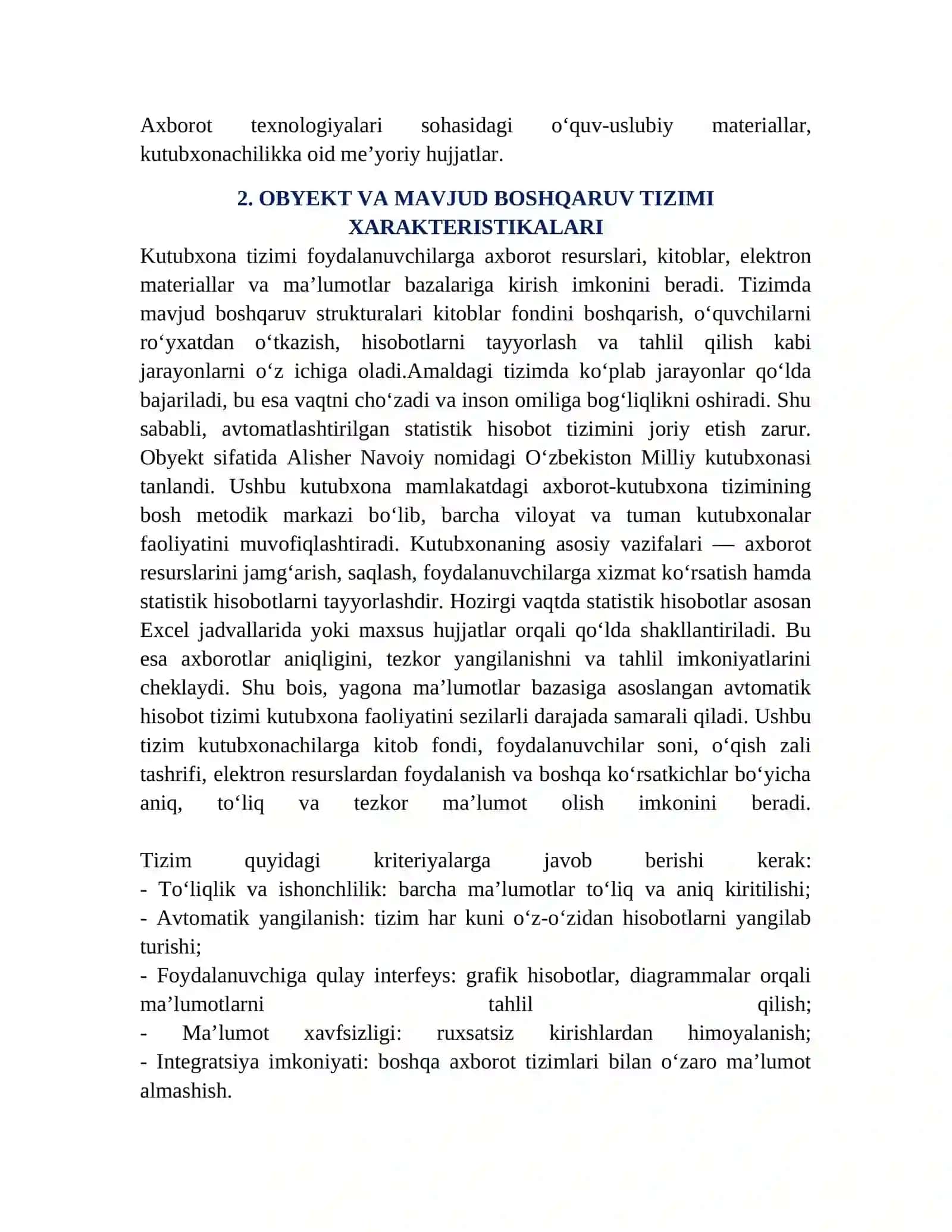 KUTUBXONA TIZIMI UCHUN STATISTIK HISOBOTLARNI AVTOMATIK SHAKLLANTIRUVCHI MA’LUMOTLAR BAZASI 2