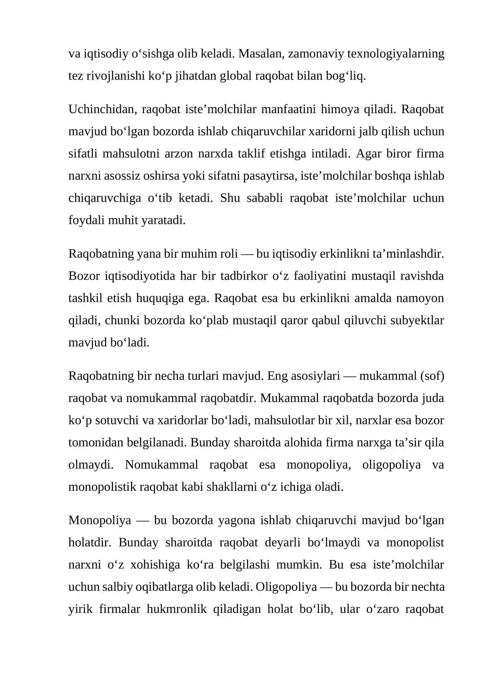 Raqobat tushunchasi va uning igtisodiyotdagi roli 2