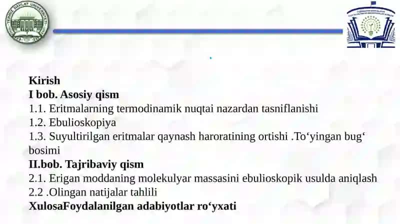 Eritmalarning qaynash harorati , Ebulioskopiya 2