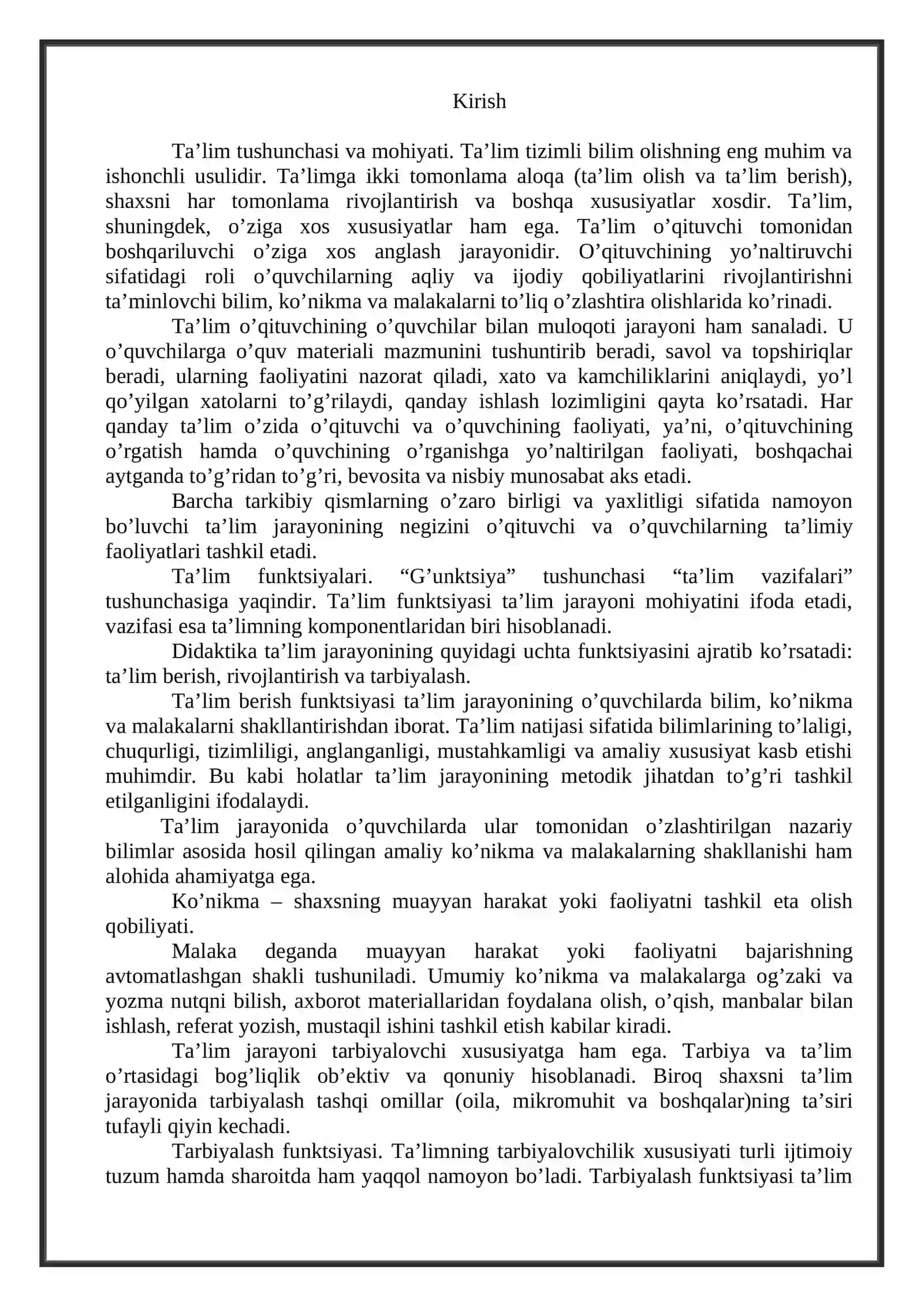 Ta’lim- yagona pedagogik jarayon 2