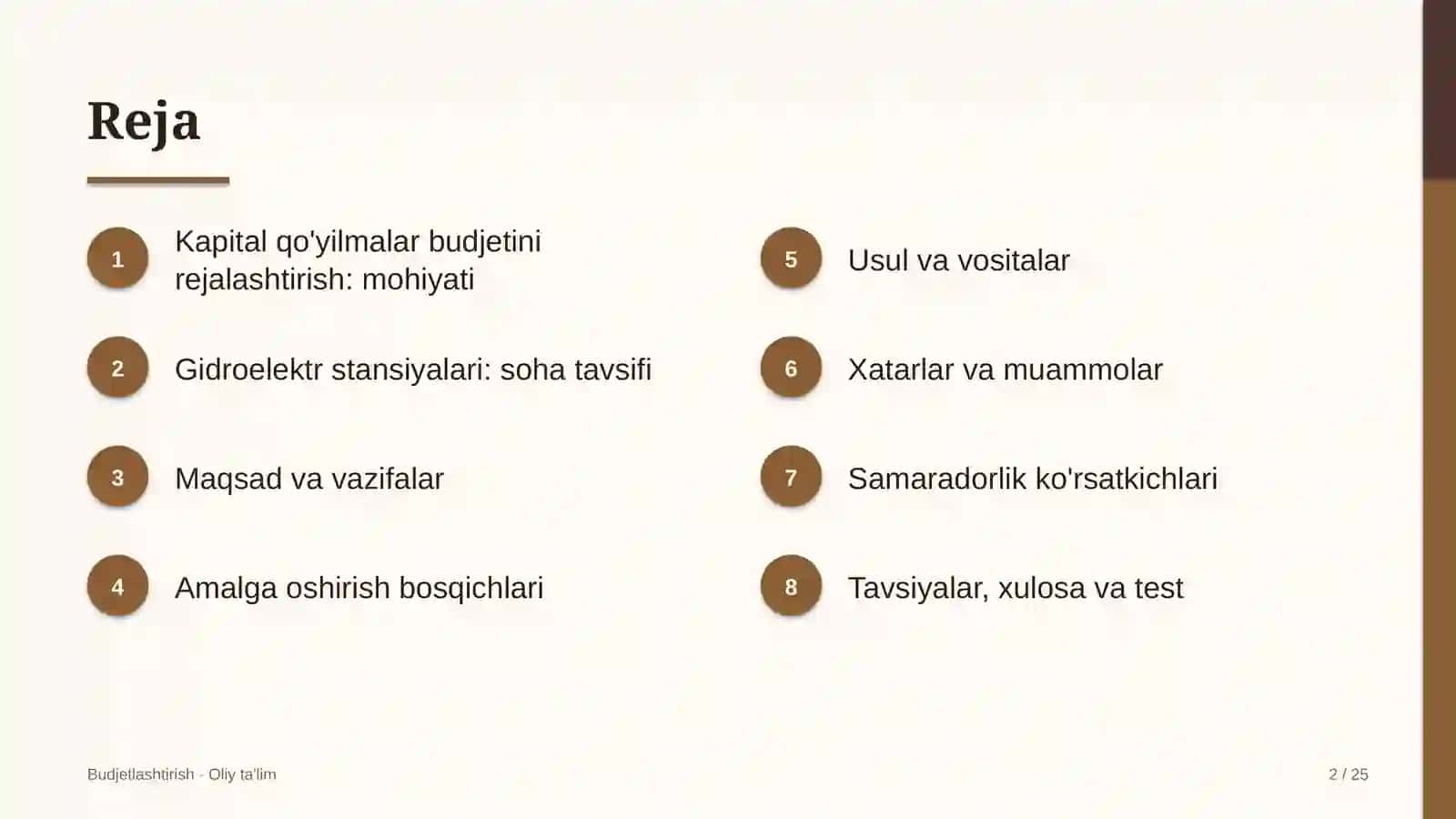 gidroelektr stansiyalarida kapital qo'yilmalar budjetini rejalashtirish 3516 2