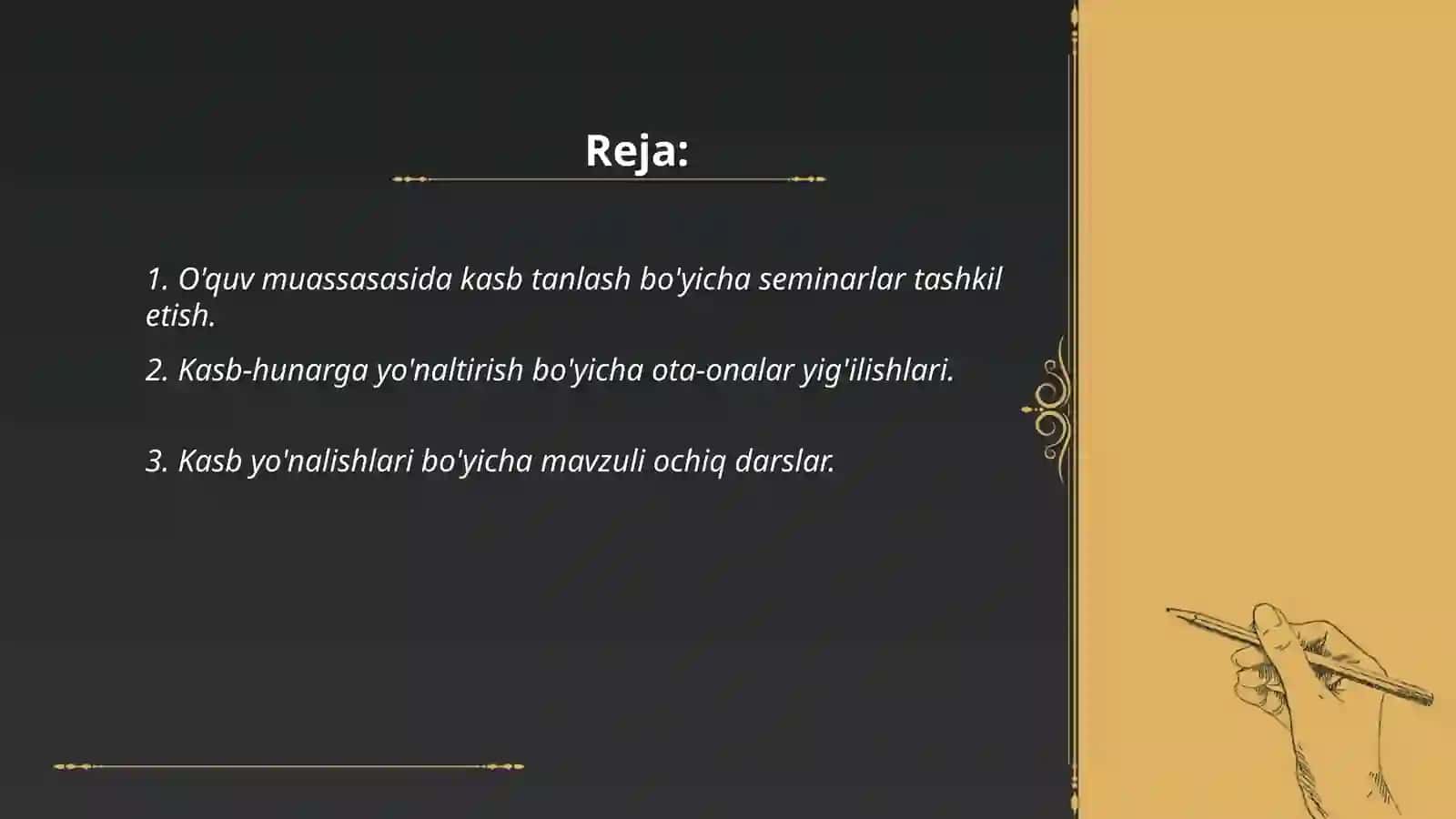 O'quv muassasasi rahbari va o'rinbosarlarining kasb hunarga yo'naltirish ishini tashkil etishi 2