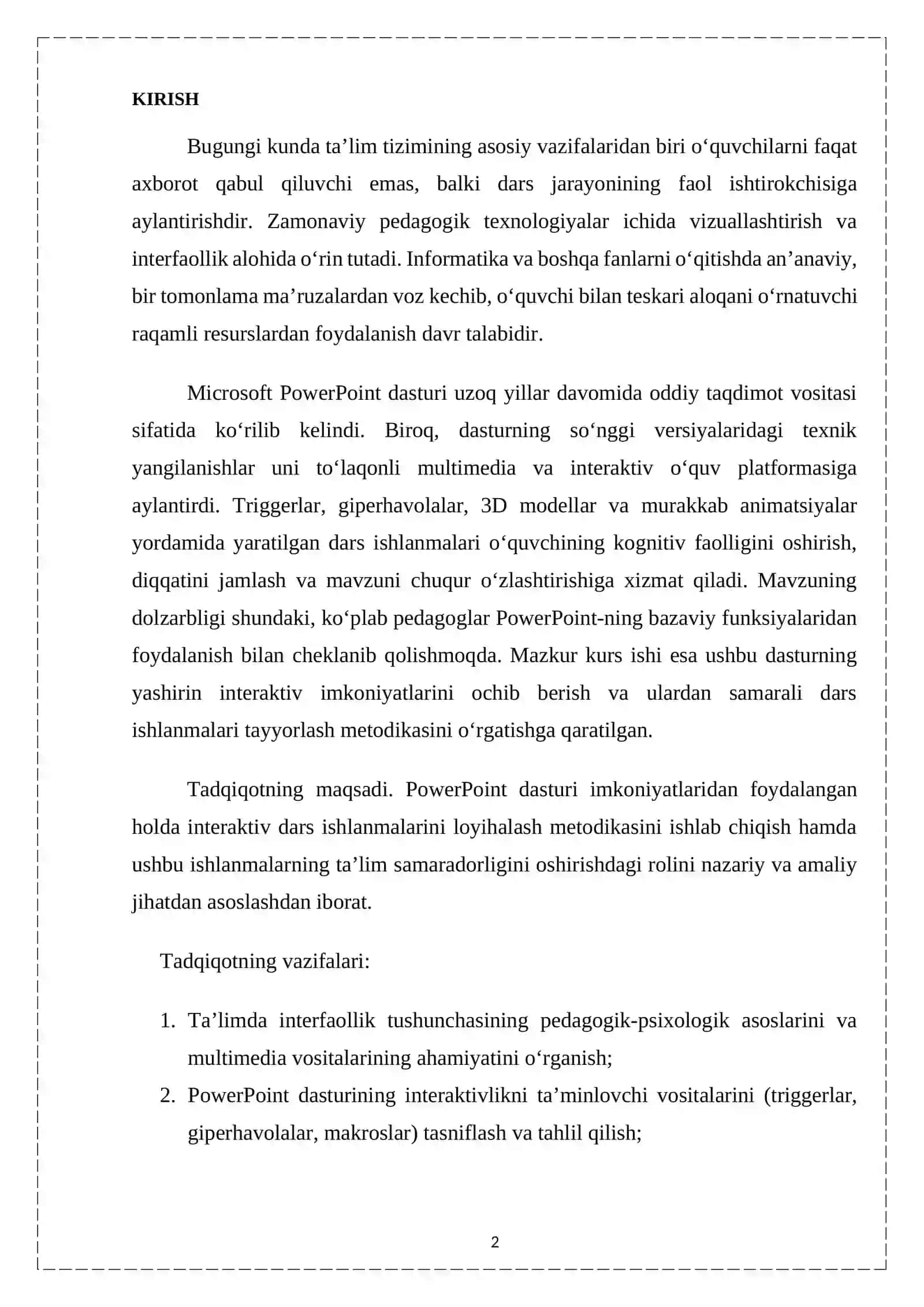 POWERPOINT ASOSIDA INTERAKTIV DARS ISHLANMASI TAYYORLASH 2