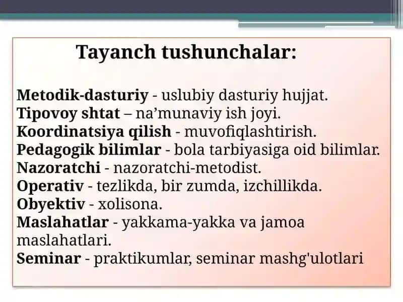 9-mavzu: Maktabgacha ta'lim bo'yiicha metodik ishlarni tashkil qilish 2