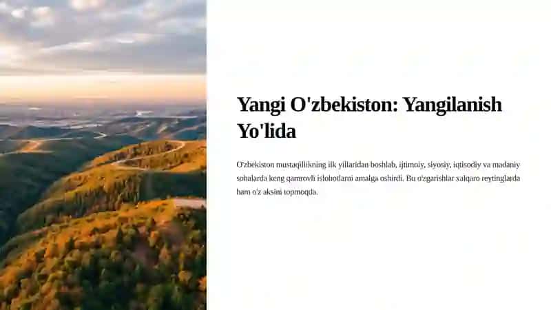 Yangi O‘zbekiston: Yangilanish Yo'lida 2