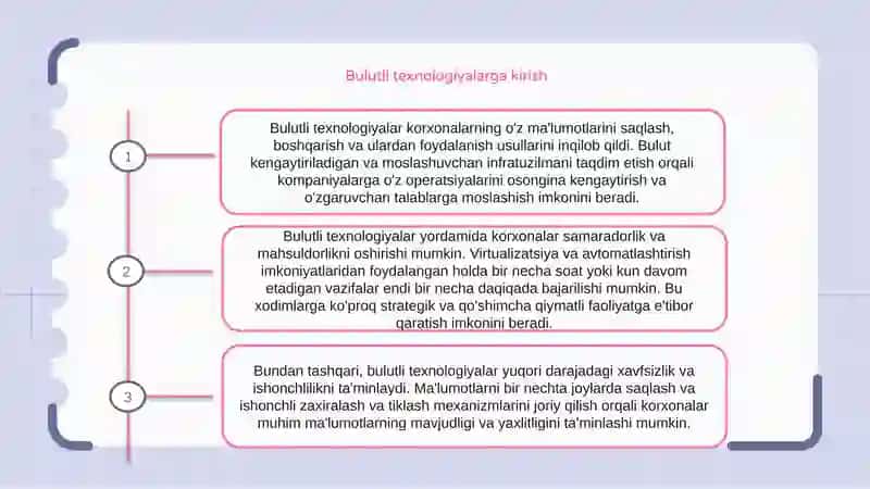 BULUTLI HISOBLASH TEXNOLOGIYALARI 2