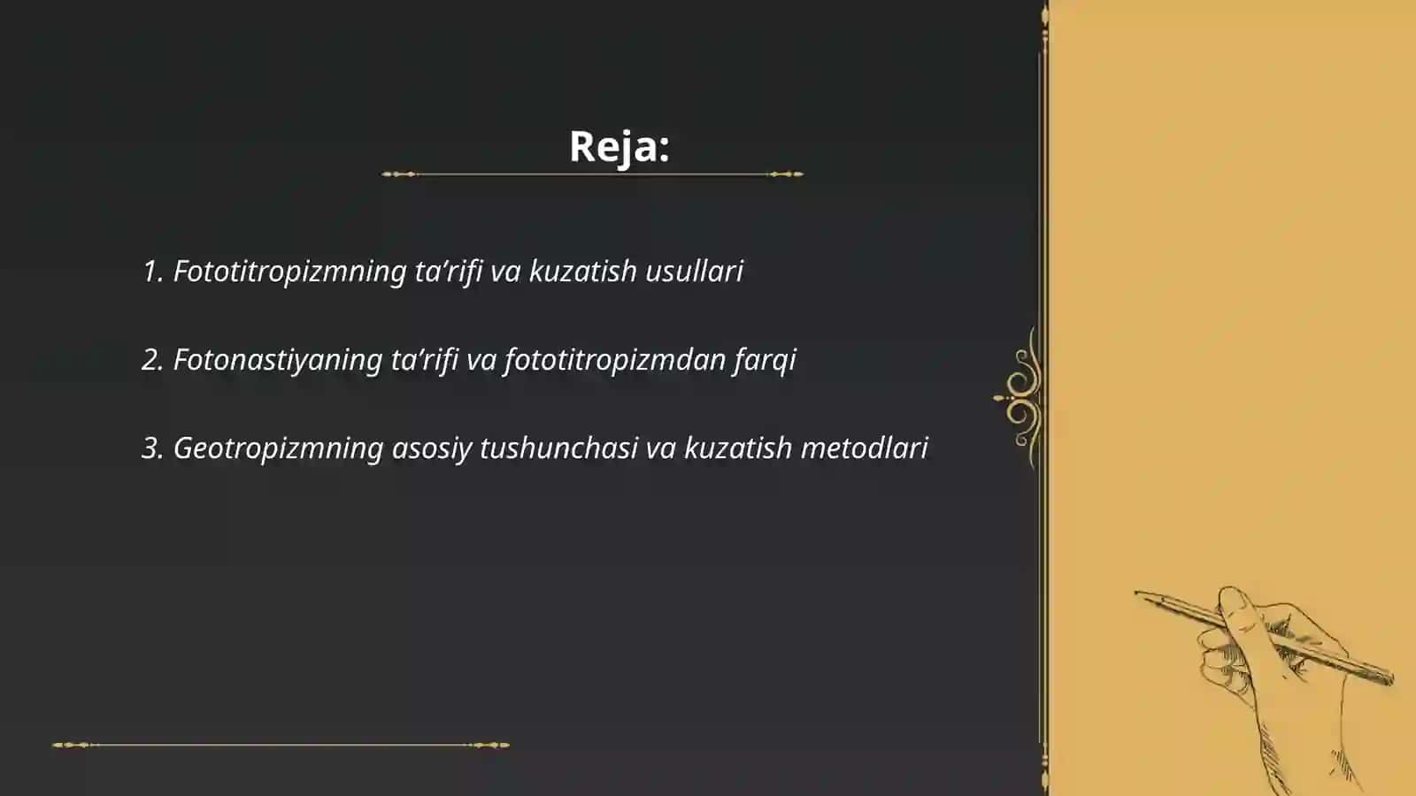 Oʻsimliklarda fototitropizm fotonastiya va geotropizm hodisalarini kuzatish Muxtorov Asilbek 2