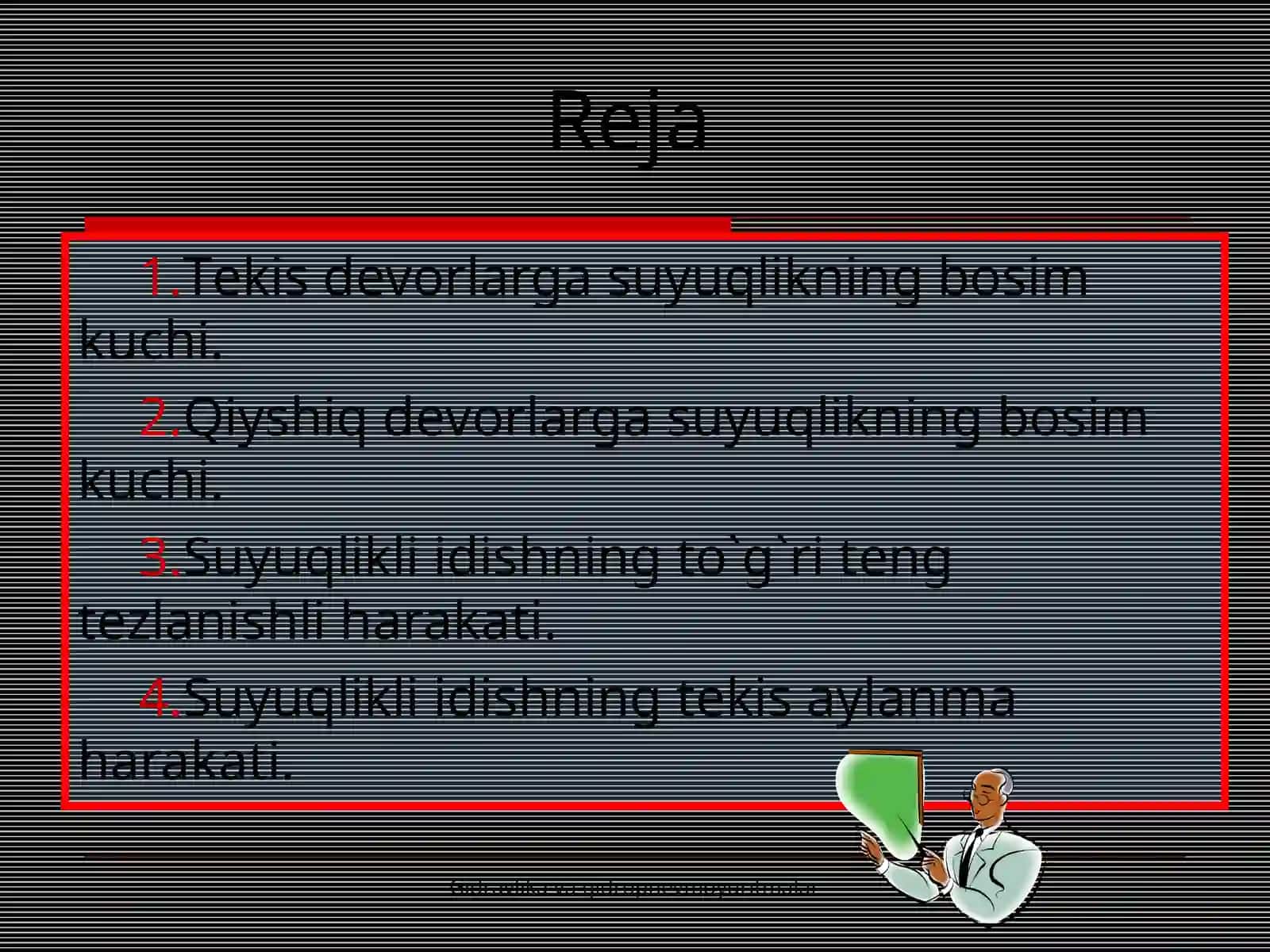 DЕVORLARGA SUYUQLIKNING BOSIM KUCHI.NISBIY TINCHLIK 2