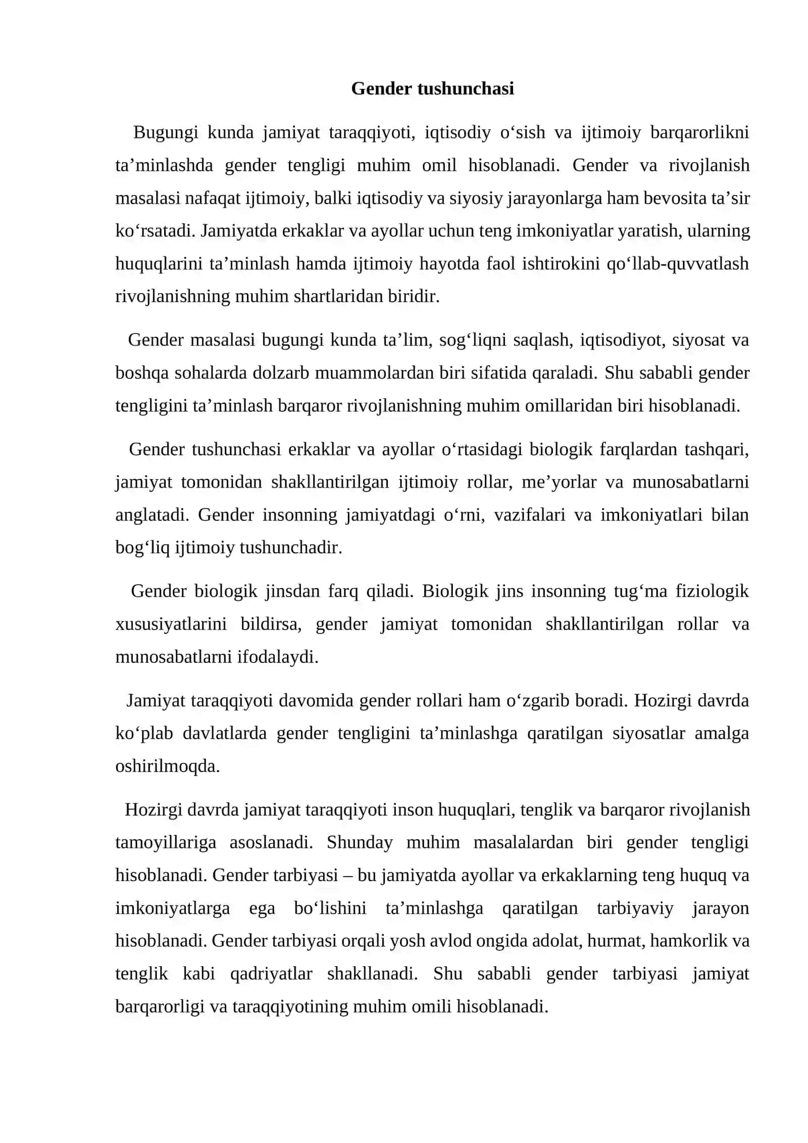 Gender va rivojlanish 2