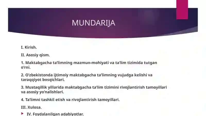 O`zbekistonda ijtimoiy maktabgacha ta’limning vujudga kelishi va taraqqiyot bosqichlari.“Maktabgacha ta’lim-tarbiyani tashkil etish” fanidan 2