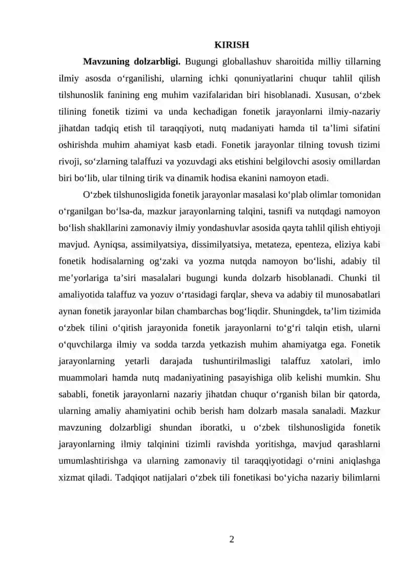 O'zbek tilshunosligida fonetik jarayonlar talqini 2