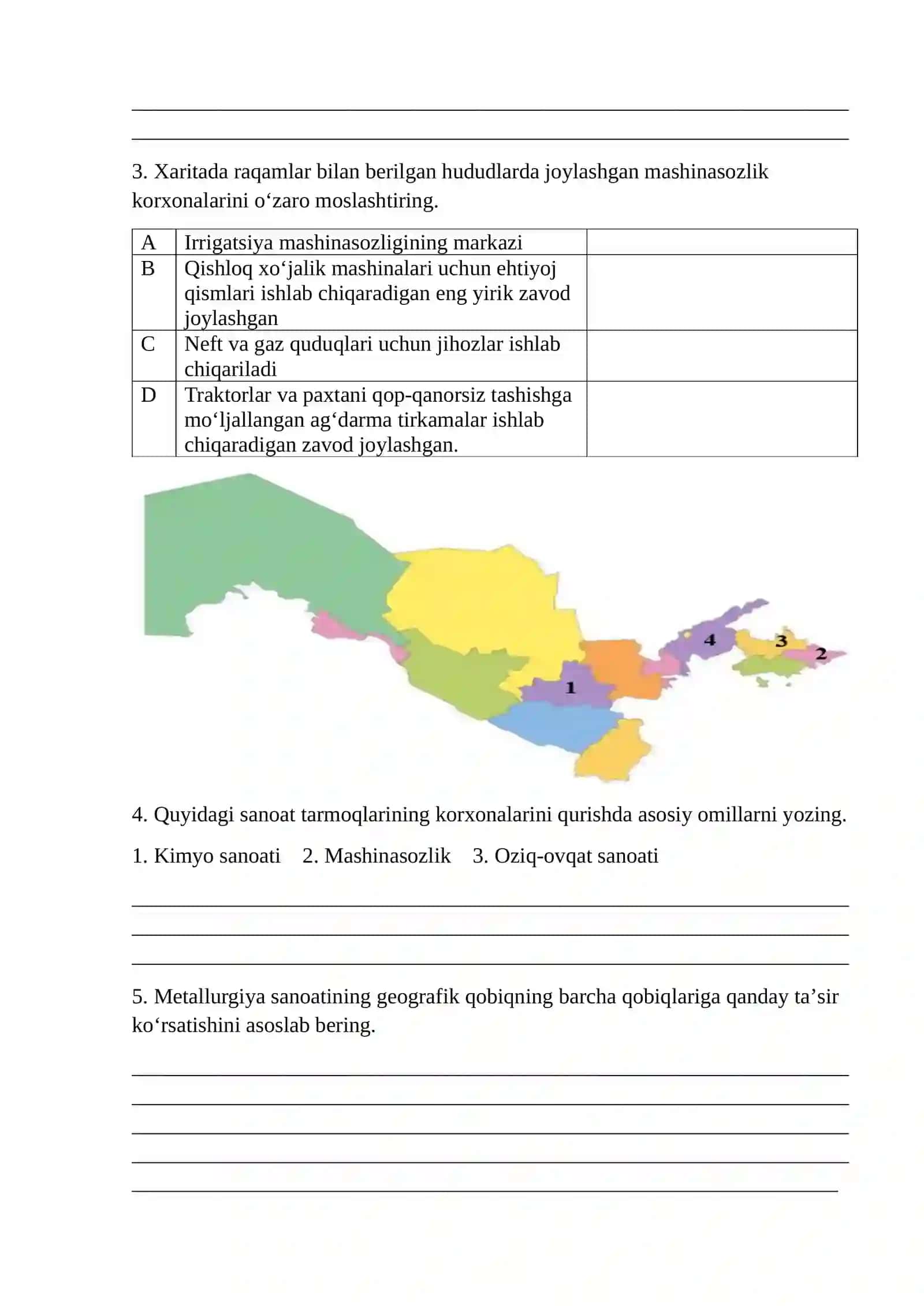 8- sinf Geografiya II chorak 2-BSB topshiriqlari 2