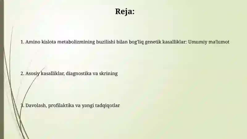 Gen kasalliklari: Aminokislotalar, almashinuvining buzilishi bilan bogʻliq boʻlgan kasalliklar 2