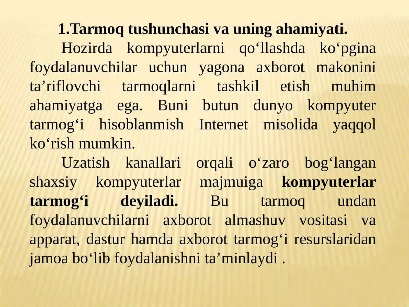 Tarmoqlangan axborot texnologiyalari va Internet xizmatlari 2