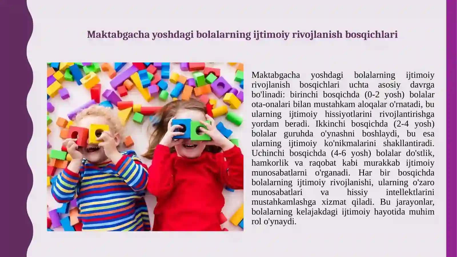 Maktabgacha yoshdagi bolalar ijtimoiylashuvi xususiyatlarini amaliy tahlili. 2