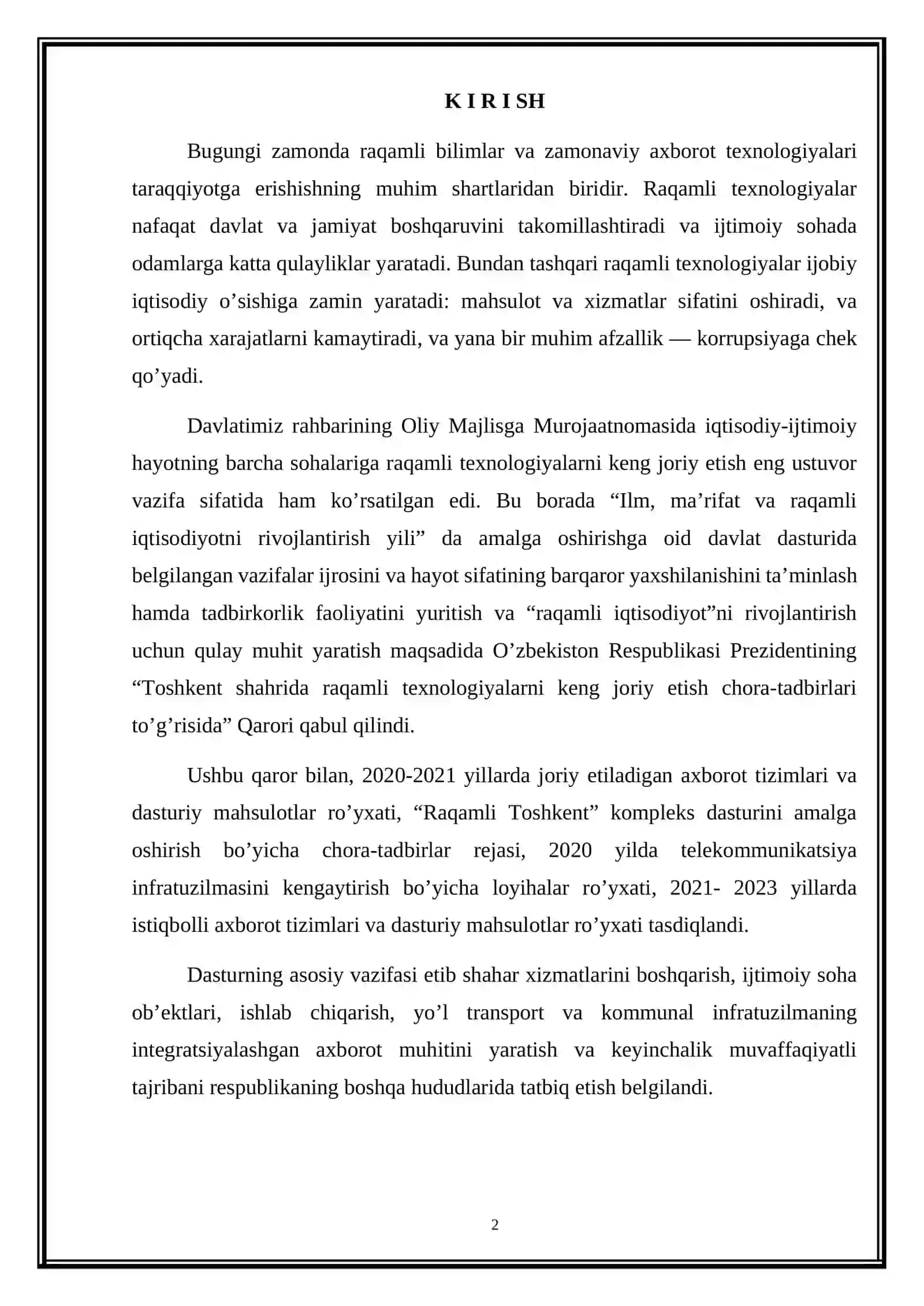 “Raqamli texnologiyalar va ularning zamonaviy iqtisodiyotdagi roli” 2