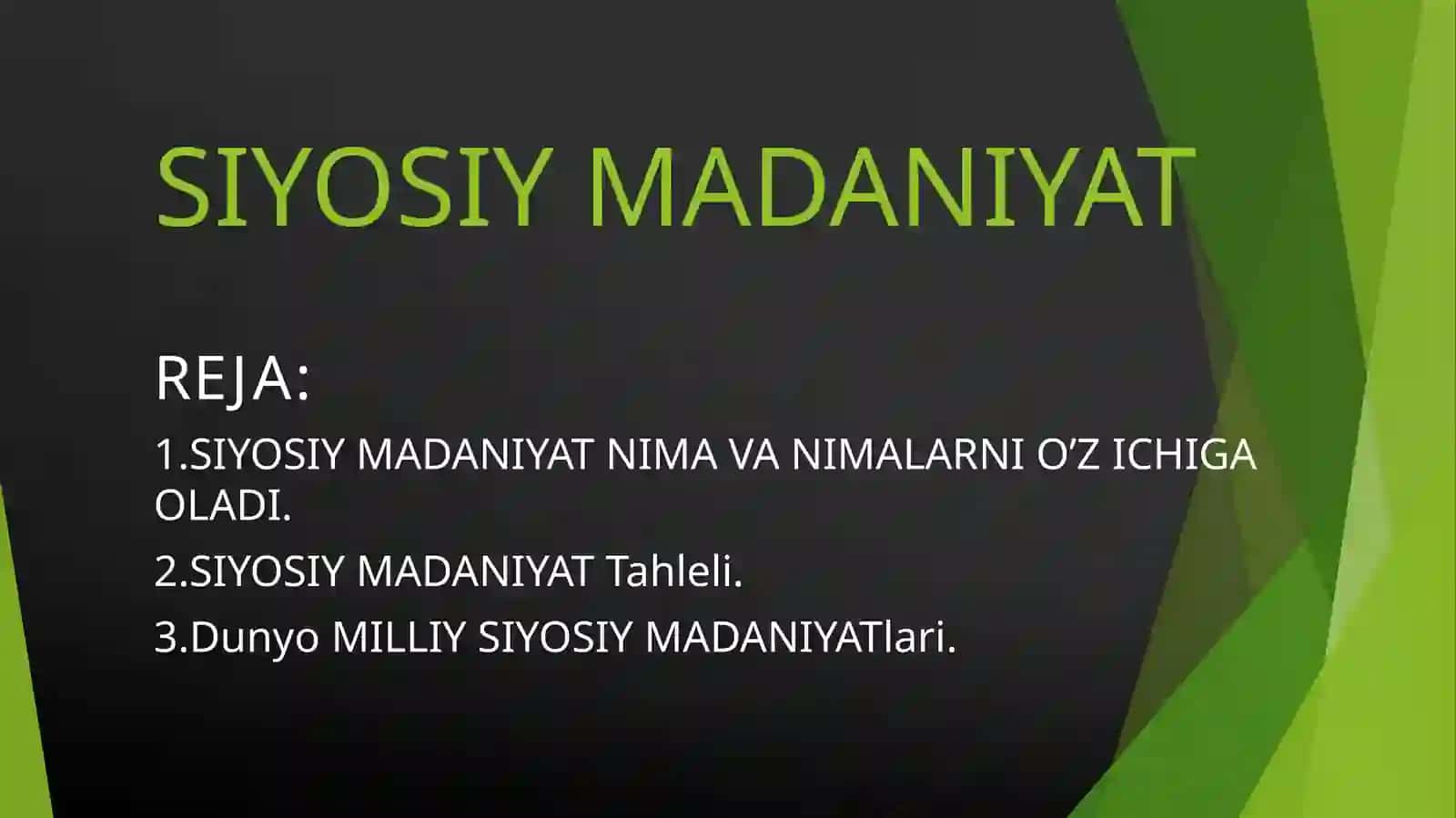 SIYOSIY MADANIYAT SIYOSATSHUNOSLIKGA KIRISH 2