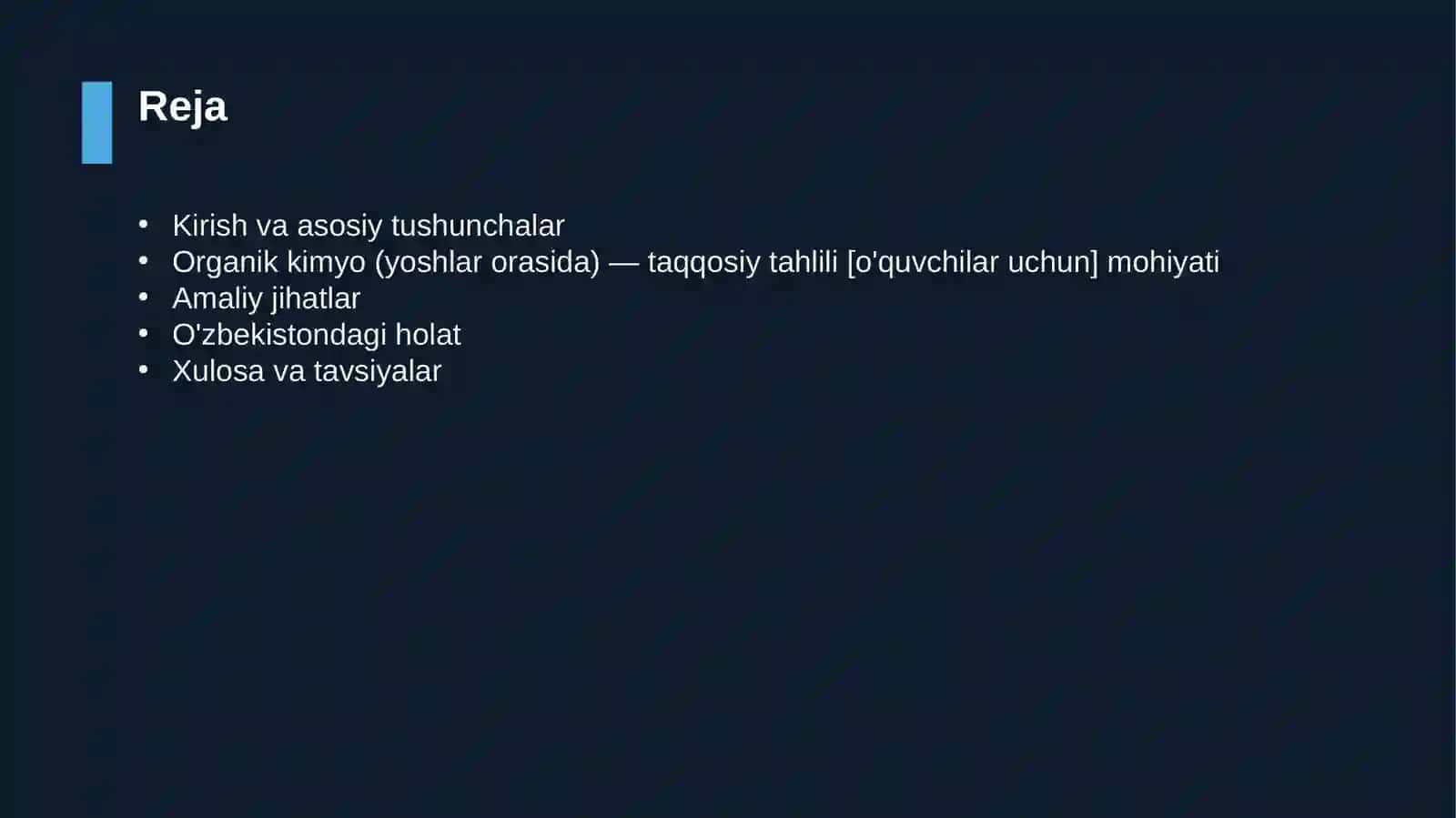 Organik kimyo (yoshlar orasida) — taqqosiy tahlili [o'quvchilar uchun] 2