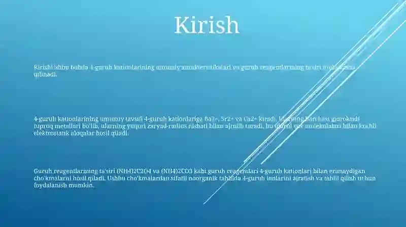 4-Guruh Kationlarining Umumiy Tavsifi Va GuruhReagentiningTa'Siri 2