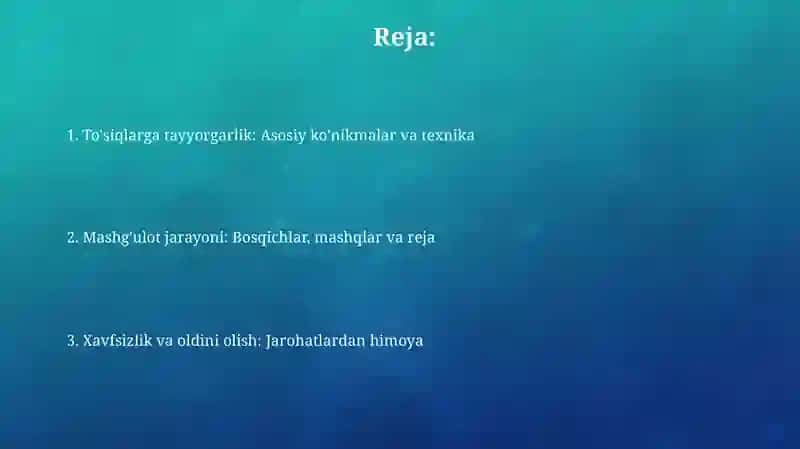 To'siqlar bilan mashg'ulotga tayyorgarlik 2