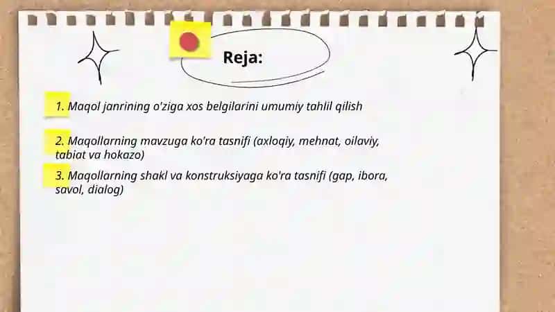 Maqol janrining òziga xos belgilari 2