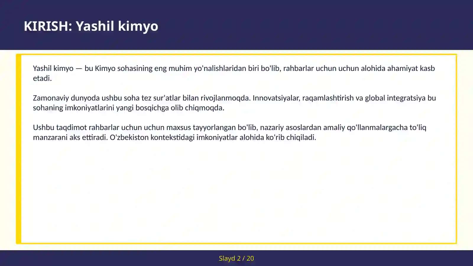 Yashil Kimyo 2
