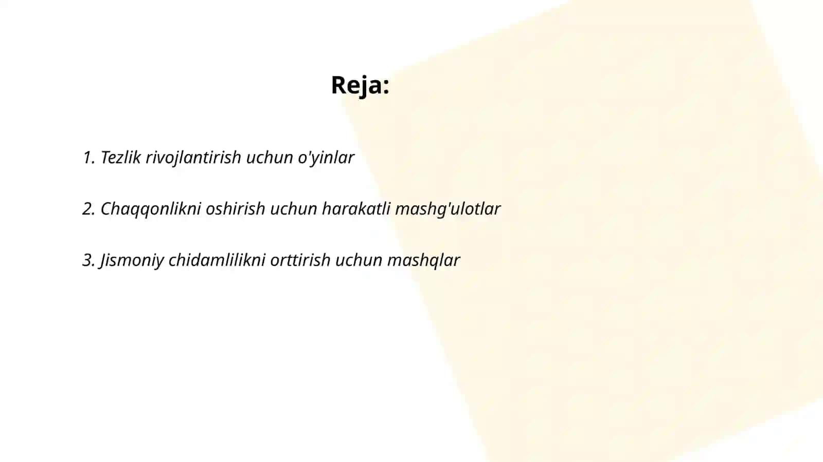Tezlik rivojlantirish uchun o'yinlar 2